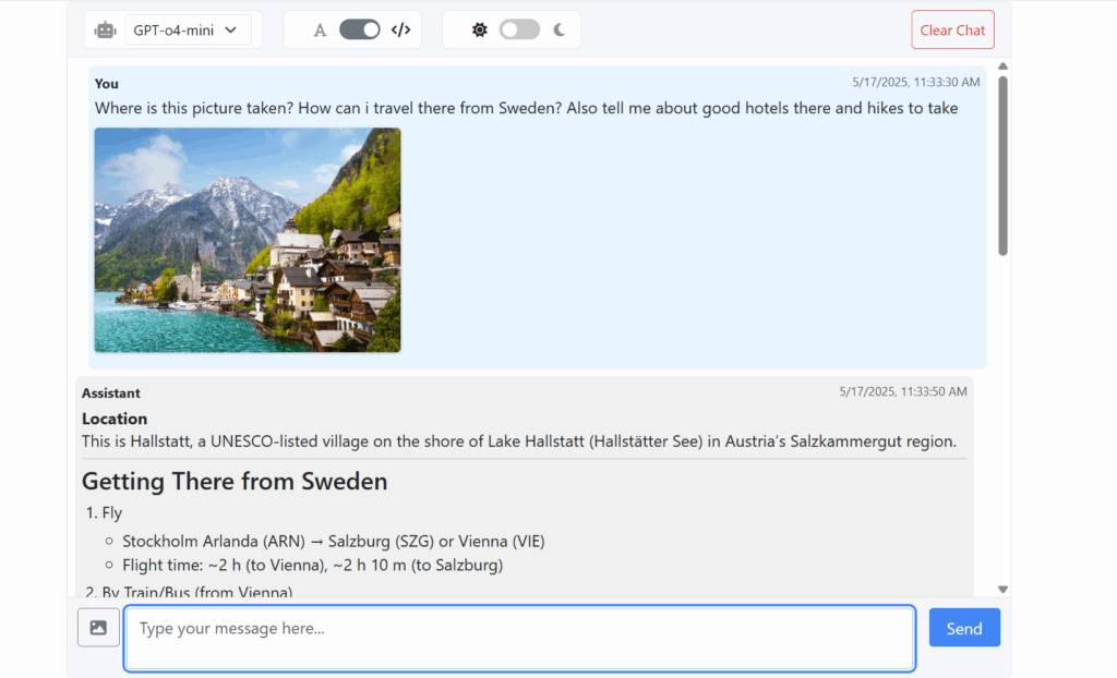 Example with image input in chat